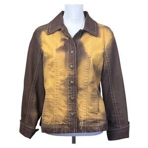 Chocolate brown denim blazer, ombre wash, boho western, artsy, cottagecore